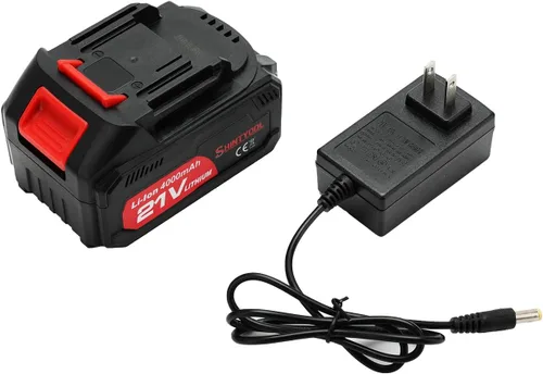 Vista 9 de Batería de litio de 21V - Batería de 2.0 Ah con adaptador de cargador, indicador LED, compatible con soplador de hojas y cultivador inalámbrico