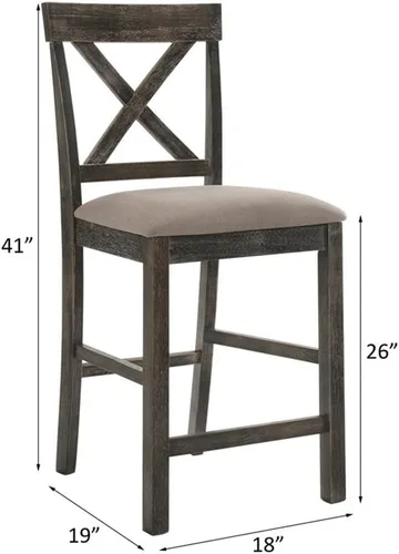 Vista 3 de Acme Martha II - Silla de altura de mostrador en lino bronceado y gris desgastado (juego de 2)