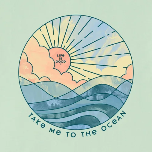 Vista 2 de Life is Good Take Me to The Ocean Watercolor Long Sleeve Crusher-Lite Tee