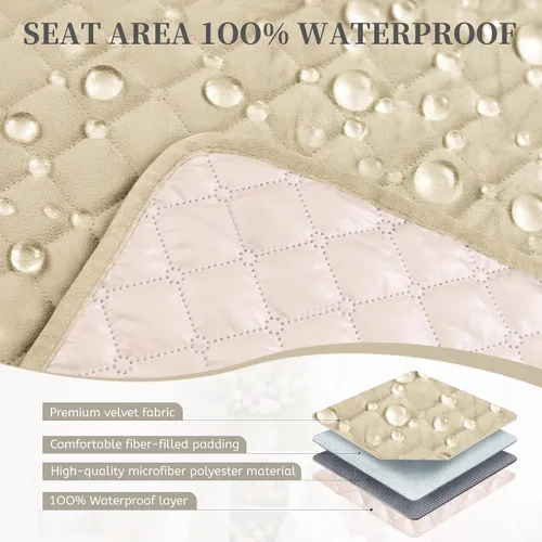 Vista 3 de Fundas para sofá seccional para perros 100% impermeables, funda de esquina para sofá en forma de L, para mascotas, de terciopelo, lavable
