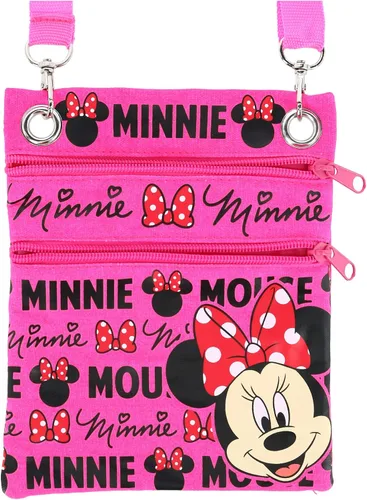 Vista 3 de Disney 's Minnie Mouse "Glam" - Bolso bandolera para pasaporte, color rosa neón, Rosado