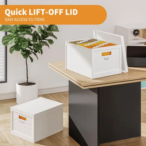 Vista 7 de Seseno Caja organizadora de archivos con tapa, organizador universal de archivos colgantes, caja de carpetas de archivos de tamaño carta/legal