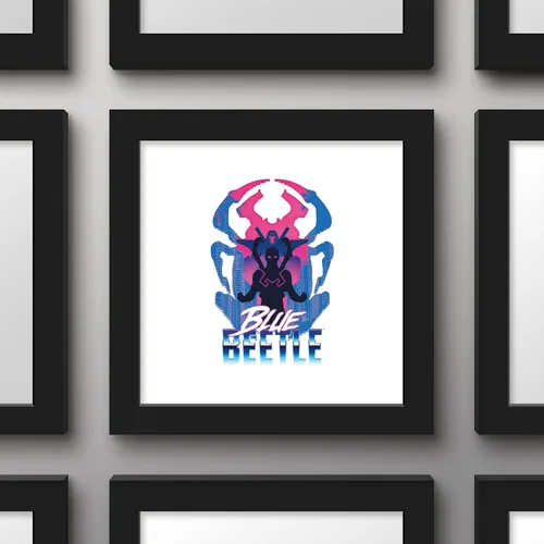 Vista 2 de Trends International Gallery Pops DC Comics Blue Beetle - Póster retro de Super Future Blue Beetle para pared, 12 x 12 pulgadas, versión de marco