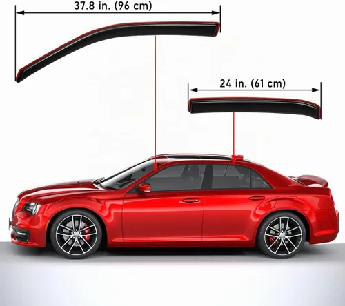 Vista 2 de Lightronic Visera de ventana de ventilación automática con clip extra duradera en el canal, se adapta a Chrysler 300 2011-2023, protección UV