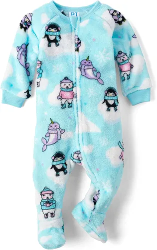 Vista 4 de The Children's Place Pijama de una pieza con pies y cremallera frontal para bebés y niños pequeños tartán acogedor