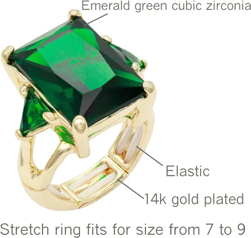 Vista 2 de Lavencious Anillos grandes y radiantes con piedras CZ elásticas para mujer, talla 7-9