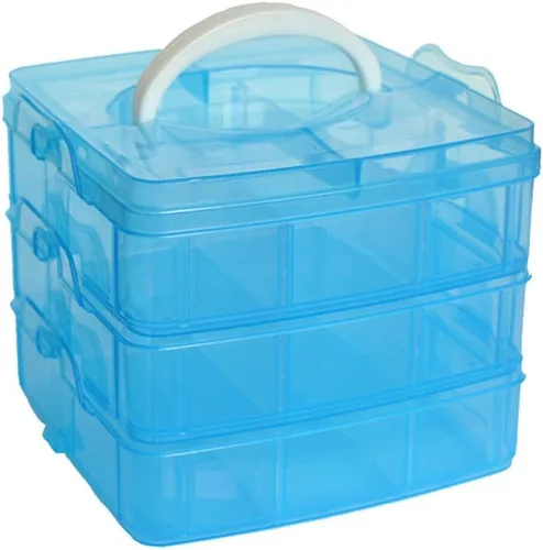 Vista 10 de Kamay's Caja de almacenamiento de plástico apilable de 3 niveles con ranura ajustable y transparente para manualidades, bandeja organizadora de 3