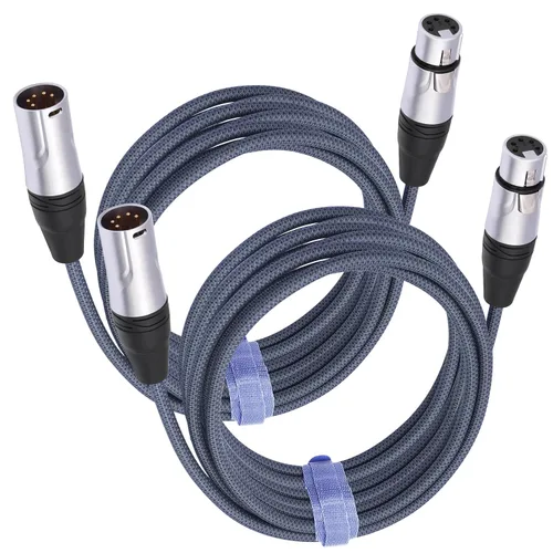 Vista 9 de Cable XLR macho a hembra DMX512 de 1 pie, 5 pines macho a hembra DMX512, DMX-512 XLR de 5 pines macho a hembra, paquete de 2
