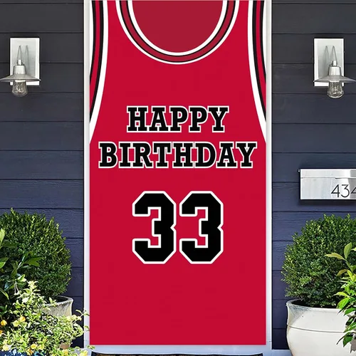 Vista 8 de Cartel de feliz cumpleaños 10 pancarta de fondo rojo de baloncesto estrella jugador de deportes decoración para hombre niño 10 cumpleaños