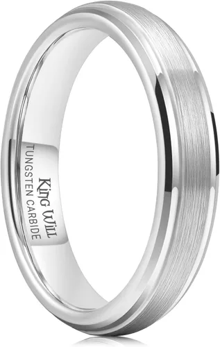 Vista 20 de King Will Anillo de Boda Clásico de Tungsteno para Hombre, Anillos de 6/7/8/9/10mm de Ancho, Acabado Pulido, Borde de Escalón Mate, Ajuste Cómodo