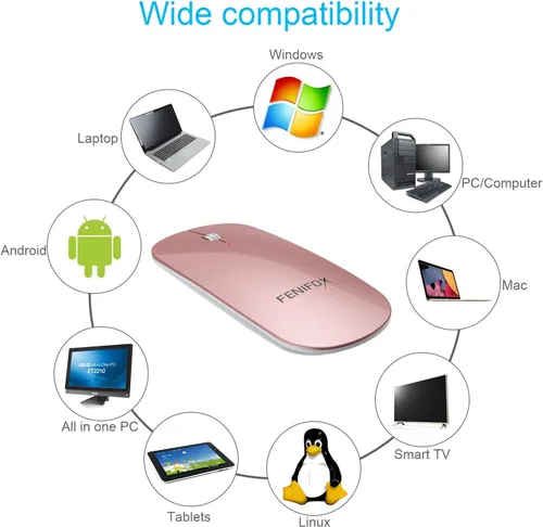 Vista 35 de FENIFOX mini mouse Bluetooth, mouse óptico móvil portable ultrafino con batería recargable para PC, Mac, laptop, tablet Android, Negro