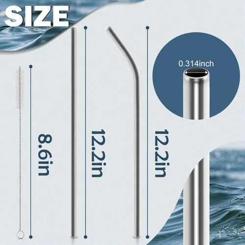 Vista 5 de para Stanley Quencher Vaso de 40 onzas 6x Pajillas de Acero Inoxidable Metálico, Pajillas de Reemplazo Extra Largas/Altas de 12 Pulgadas para Taza