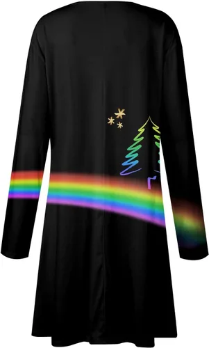 Vista 5 de ZPWSHI Christmas Dresses for Women Fashion Casual Christmas Print Round Neck Long Sleeve Dress