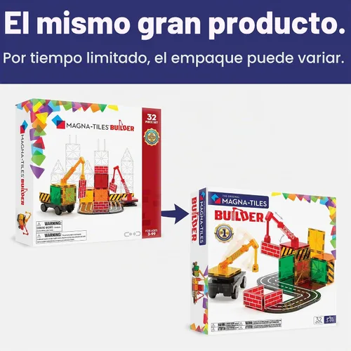 Vista 8 de MAGNA-TILES Builder - Juego de construcción magnética de 32 piezas, la marca original de construcción magnética
