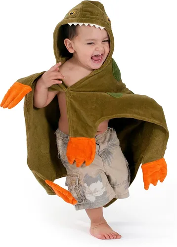 Vista 4 de Kidorable Toalla de dinosaurio para niños, verde militar, pequeña, Verde militar