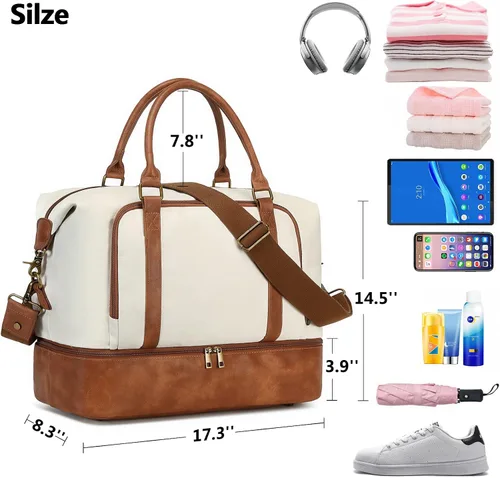 Vista 38 de CAMTOP - Bolsa de viaje de fin de semana para mujer, bolsa de lona con espacio para laptop de15.6 pulgadas