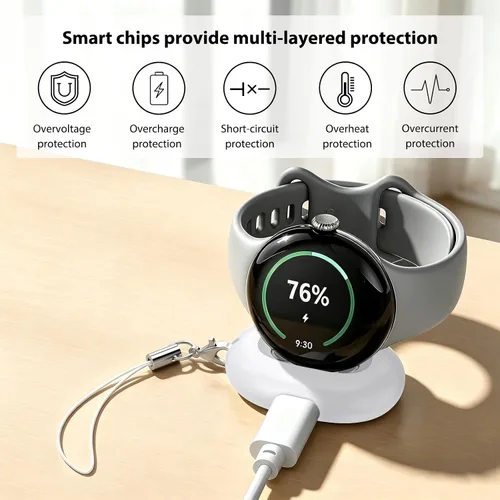 Vista 4 de Adaptador de cargador USB-C para Google Pixel Watch 5/4, base de carga magnética de carga rápida para Google Pixel Watch 5/4 (1.614 in y 1.772 in)