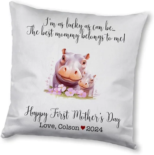 Vista 8 de Generic Custom Mama Hippopotamus with Childs, First Mother's Day Custom Pillowcase, Personalized Mother's Day Pillowcase, Gift for Mom, Home Decor