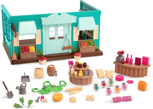 Vista 14 de Li'l Woodzeez Pass – the – Pasta Restaurant Playset – Juego de casa de muñecas de 41 piezas con mesa, bancos, comida y accesorios para juegos de rol