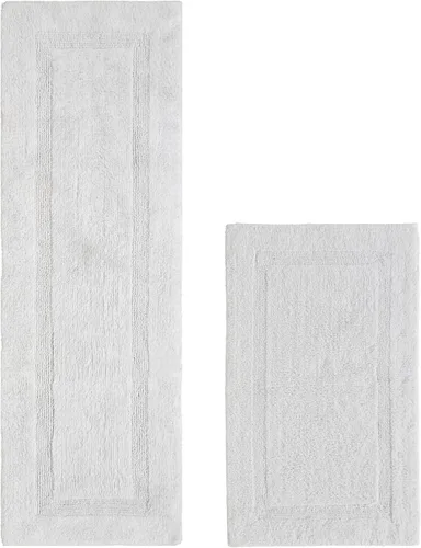 Vista 207 de Better Trends - Juego de 2 alfombras de baño 100% algodón, extra suaves, con borlas, de 17" x 24", alfombra de baño superabsorbente y reversible