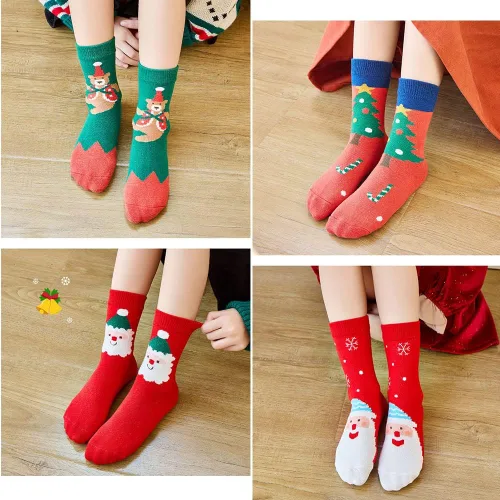 Vista 5 de SUITBOY Calcetines de Navidad para niños, calcetines antideslizantes para bebés, regalos coloridos de Navidad para niños y niñas, calcetines cálidos