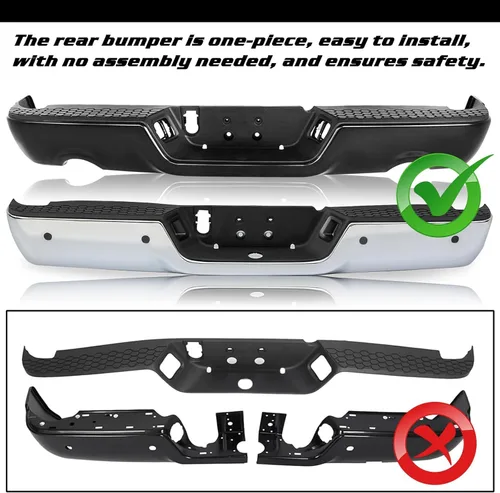 Vista 5 de JSBOYAT [Agujero sin sensor y tipo de escape no dual] Reemplazo del conjunto de parachoques trasero de una pieza para Dodge Ram 1500/2010 2011 2012