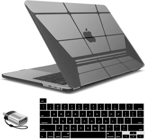Vista 13 de IBENZER - Carcasa rígida de tacto suave para MacBook Pro de 13 pulgadas con Touch Bar y Touch ID, con funda de teclado y adaptador Type C