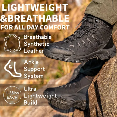 Vista 4 de SHULOOK Hiking Boots Men Waterproof Mid Boots Non-Slip LightWeight Comfortable