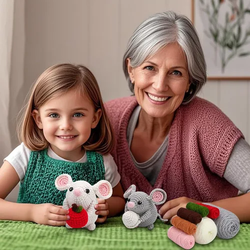 Vista 6 de RUQKNO Kit de ganchillo para principiantes, kit de 2 piezas de animales de ganchillo de hámster amigurumi con tutoriales en video paso a paso, kit