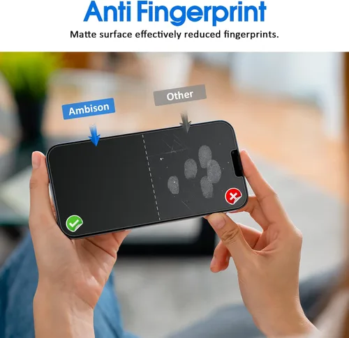 Vista 4 de [Paquete de 2] Ambison Protector de Pantalla de Vidrio Mate Diseñado para iPhone 16e/iPhone 14/iPhone 13/13 Pro, Marco de Instalación/Sin