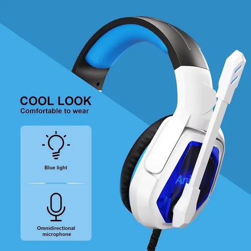 Vista 2 de Auriculares supraaurales estéreo Sades, con cable para PC, de 964 pulgadas, para videojuegos, con micrófono, Blanco