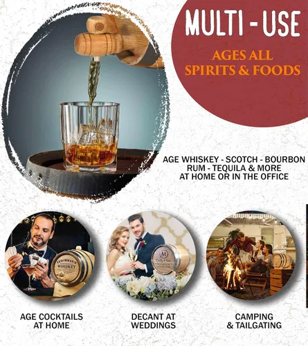 Vista 7 de Dispensador de barril de envejecimiento de tequila de 1 litro con soporte de madera, bung y espita - ¡Cócteles de edad y más! Mini barriles