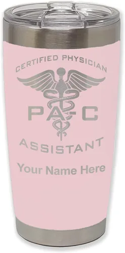 Vista 16 de LaserGram Vaso aislado al vacío de 20 onzas, asistente médico certificado PA-C, grabado personalizado incluido (negro)