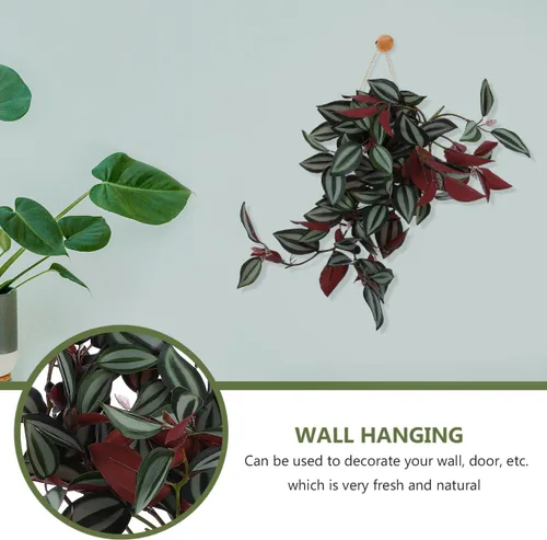 Vista 8 de 1 colgante de pared rojo para decoración de ratán de imitación para habitación, decoración del hogar, planta colgante artificial