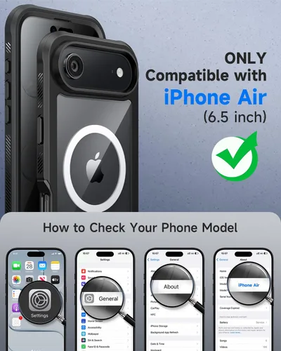 Vista 5 de seacosmo para iPhone Air Funda, Carcasa Completa con Protector de Privacidad de Vidrio Templado 9H Integrado y Protector de Lente de Cámara