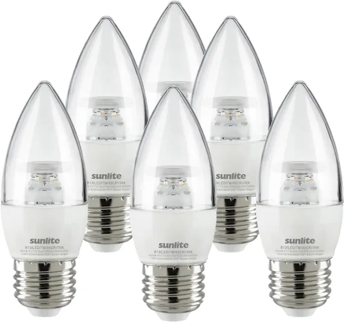 Vista 14 de Sunlite Bombilla LED B13 Torpedo decorativa, 7 vatios (60 W = ), 500 lúmenes, 120 voltios, regulable, base E26, certificación ETL, torpedo Blanco