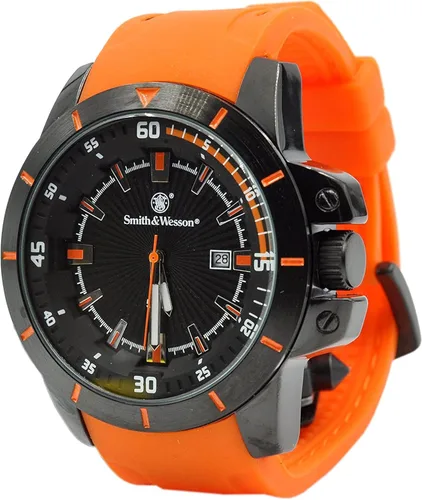 Vista 2 de Smith & Wesson Men's Trooper Watch, Water Resistant, 5 ATM, Japanese Movement, Scratch-Resistant Glass, Date Display, Rubber Strap, 47mm