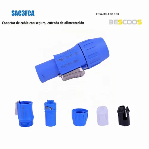 Vista 2 de Toronce SAC3FCA a SAC3FCB PowerCon AC 14 AWG de alimentación para haz de pantalla LED, cabeza móvil, cable de extensión de luz Speakon (3 pies)