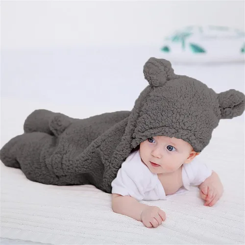 Vista 6 de XMWEALTHY - Manta de peluche para recién nacidos, Lindo, talla única , Gris oscuro