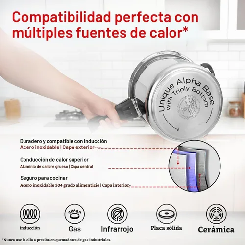 Vista 5 de Prestige Deluxe Alpha Svachh - Olla a presión de acero inoxidable con base Alpha y tapa profunda para control de derrames, (10 litros)