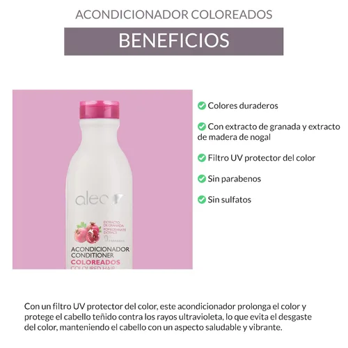 Vista 3 de ALEA - Acondicionador de cabello de color - Acondicionador para cabello de color - 16.9 fl oz - con extracto de granada y madera de nogal - Prolonga
