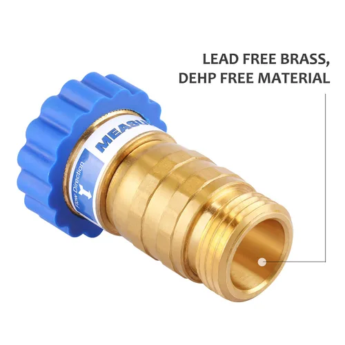 Vista 7 de MEASUREMAN Latón sin plomo, regulador de presión de agua, 2 piezas, reductor de presión para cámper, remolque, RV, jardín, sistema de plomería