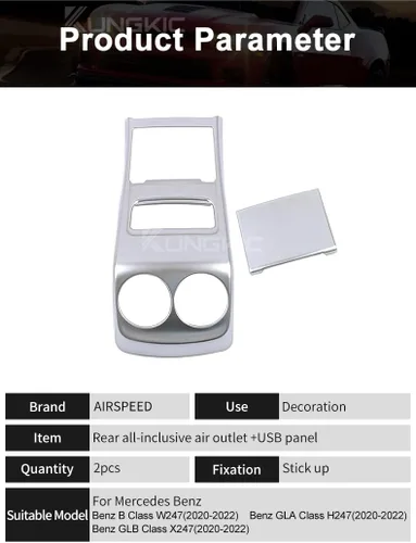 Vista 2 de KUNGKIC Para Benz GLB X247 GLA Cubierta del panel de salida de aire trasero Aircon Vents, cubierta de panel de salida de aire, adhesivo protector