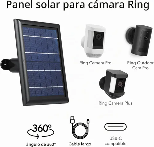 Vista 8 de Wasserstein - Panel solar compatible con batería de cámara Ring Spotlight y con batería totalmente nueva de cámara Ring Stick Up. Alimenta tu cámara