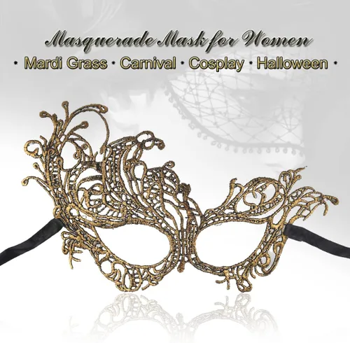 Vista 2 de Máscara de mascarada para mujer, máscara de encaje para Halloween, carnaval, Mardi Gras, disfraz de fiesta