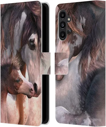 Vista 93 de Head Case Designs Officially Licensed Laurie Prindle A Morgan Christmas Western Stallion Leather Wallet Case Compatible with Samsung Galaxy A07 4G