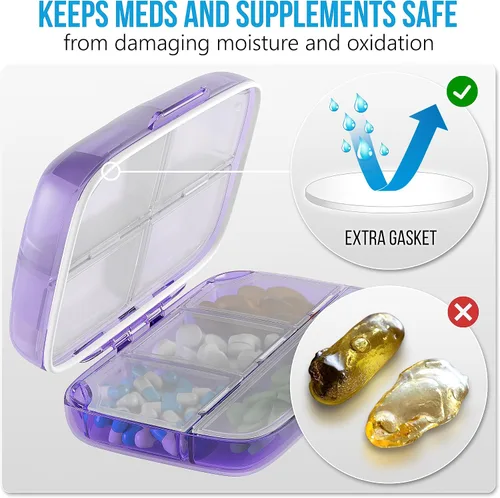 Vista 2 de Organizador de píldoras hermético, dispensador de píldoras grande para el hogar, soporte de suplemento de viaje para el hogar, clasificador