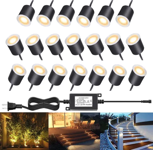 Vista 13 de Kits de luces LED empotrables para cubierta con carcasa protectora, iluminación LED de paisaje al aire libre IP67 impermeable, CC 12 V de bajo Azul