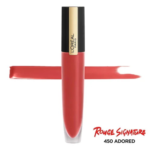Vista 2 de L'Oréal Paris Makeup Rouge Signature - Tinta de labios mate, Adored Adorado