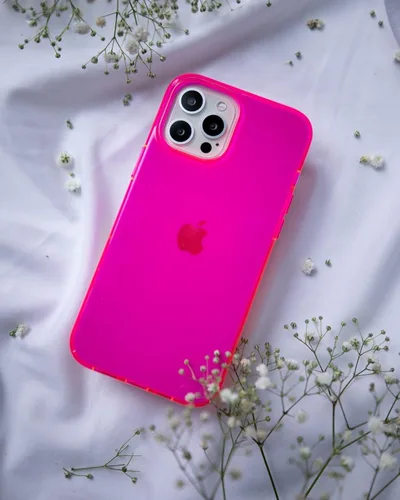 Vista 8 de FELONY CASE - Funda protectora transparente rosa neón para iPhone 13 Pro Max, TPU y policarbonato que absorbe los golpes - A prueba de grietas